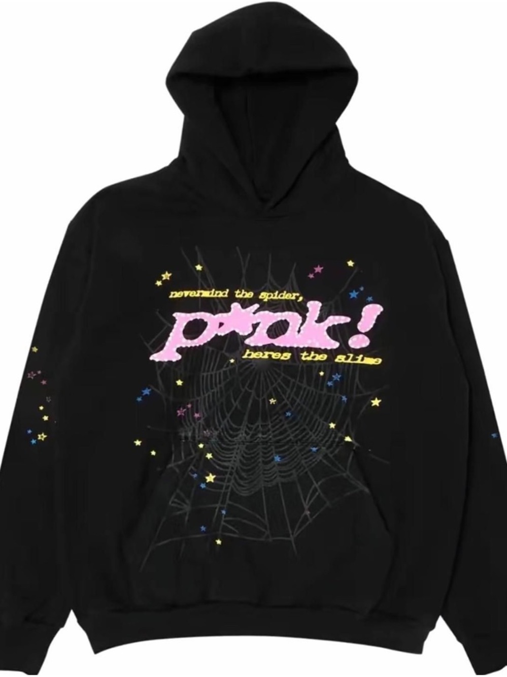 Black Graphic Performance Hoodie with Pink Logo